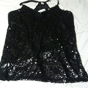 Black Sequin Dress Top